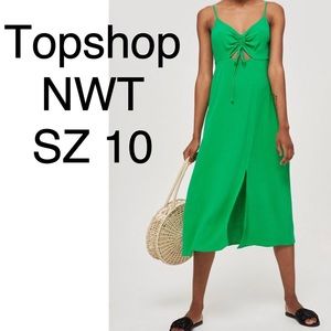 TOPSHOP NWT green cut out MIDI Dress sz 10
